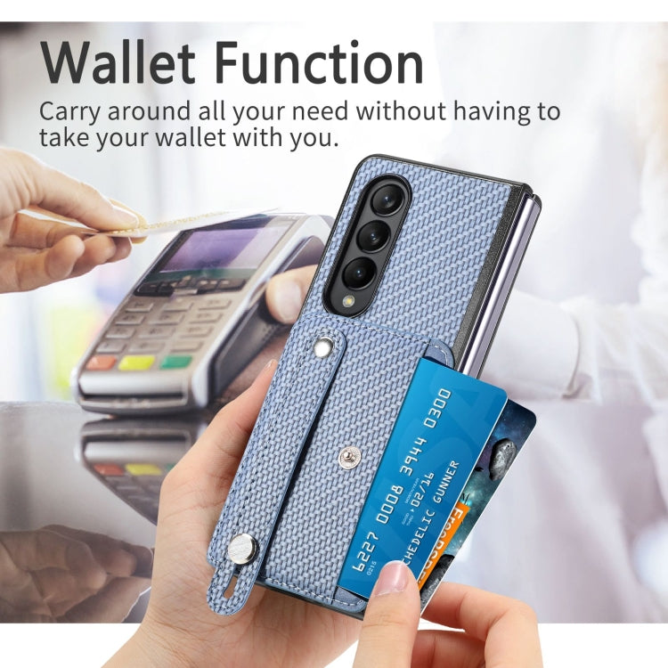 For Samsung Galaxy Z Fold3 Wristband Kickstand Card Wallet Back Cover Phone Case