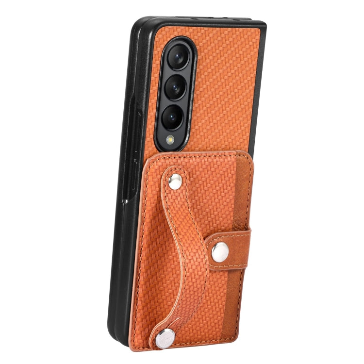 For Samsung Galaxy Z Fold3 Wristband Kickstand Card Wallet Back Cover Phone Case