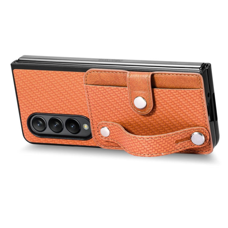 For Samsung Galaxy Z Fold3 Wristband Kickstand Card Wallet Back Cover Phone Case