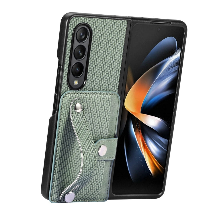 For Samsung Galaxy Z Fold3 Wristband Kickstand Card Wallet Back Cover Phone Case