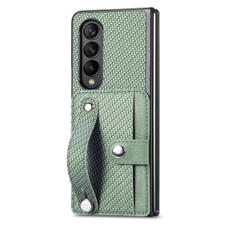 For Samsung Galaxy Z Fold3 Wristband Kickstand Card Wallet Back Cover Phone Case