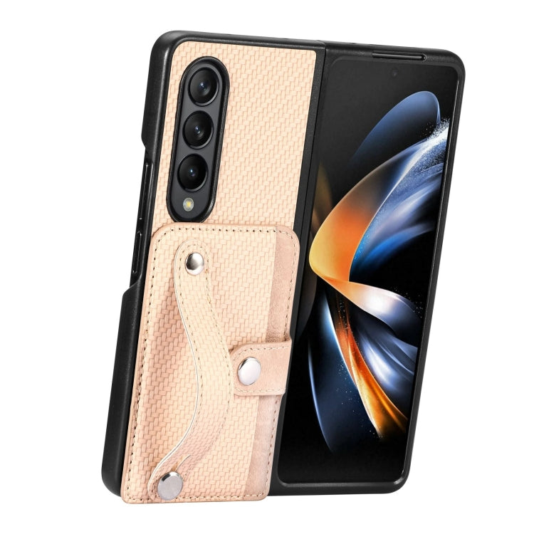 For Samsung Galaxy Z Fold3 Wristband Kickstand Card Wallet Back Cover Phone Case