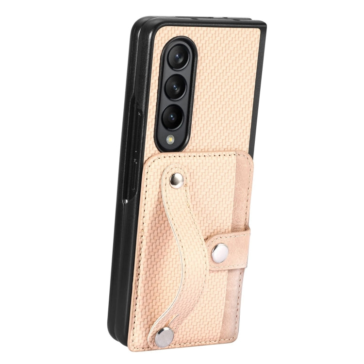For Samsung Galaxy Z Fold3 Wristband Kickstand Card Wallet Back Cover Phone Case