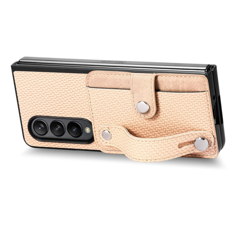 For Samsung Galaxy Z Fold3 Wristband Kickstand Card Wallet Back Cover Phone Case