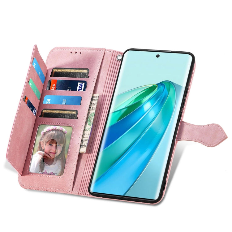 For Honor Magic5 Lite Embossed Flower Zipper Leather Phone Case