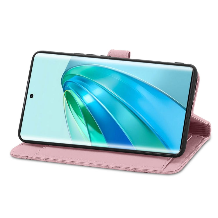 For Honor X40 Embossed Flower Zipper Leather Phone Case