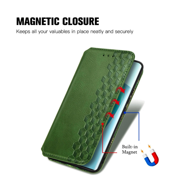 For Honor X9a Cubic Grid Pressed Magnetic PU Leather Case