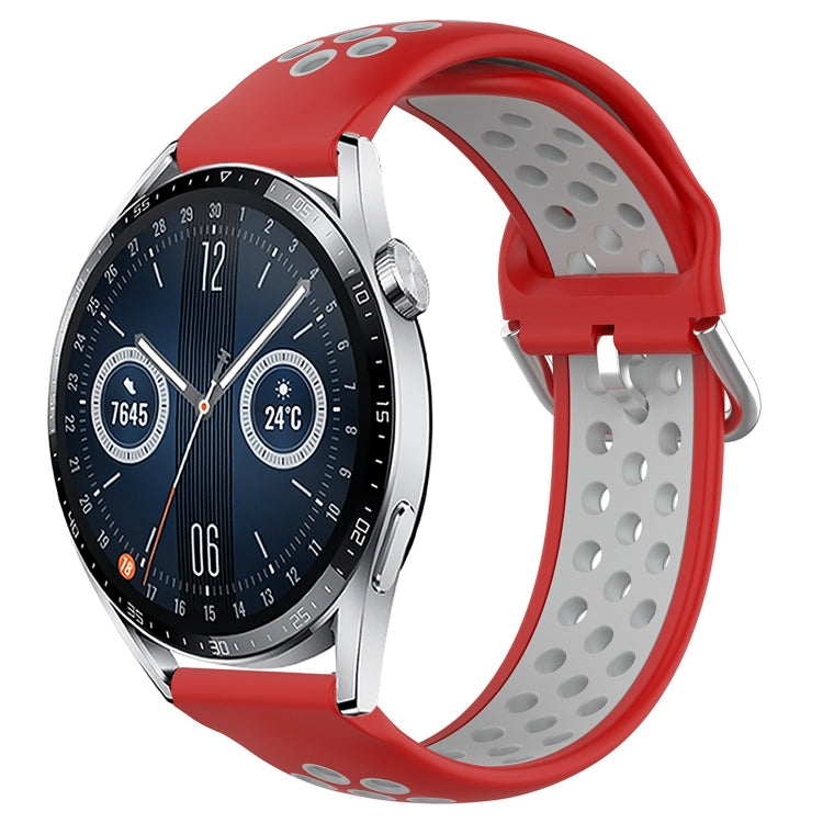For Huawei Watch GT3 42mm 20mm Perforated Breathable Sports Silicone Watch Band