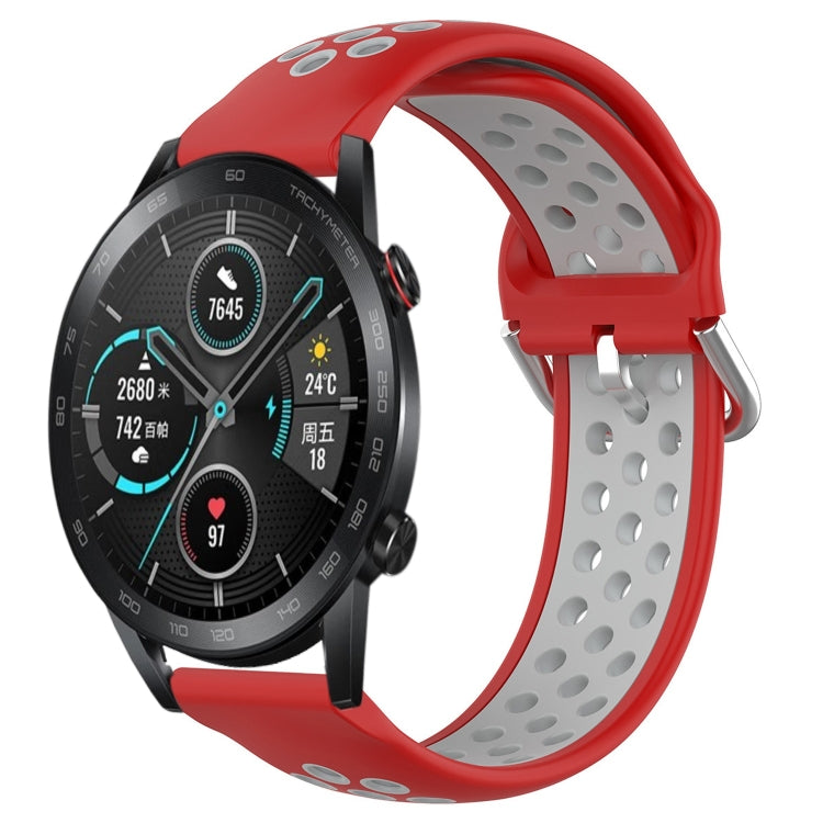 For Honor Magic Watch2 42mm 20mm Perforated Breathable Sports Silicone Watch Band