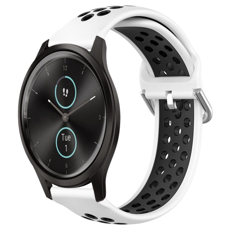 For Garmin VivoMove Style 20mm Perforated Breathable Sports Silicone Watch Band