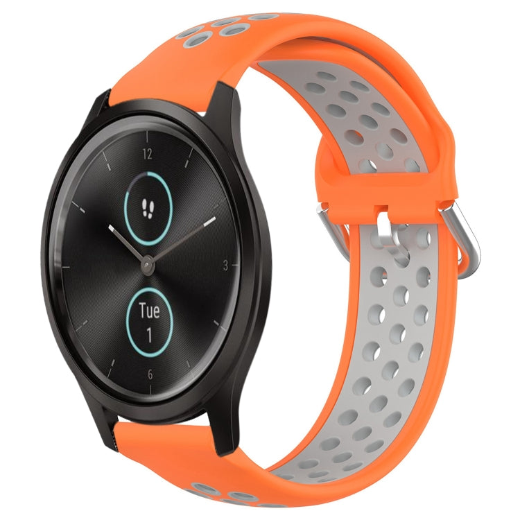 For Garmin VivoMove Style 20mm Perforated Breathable Sports Silicone Watch Band