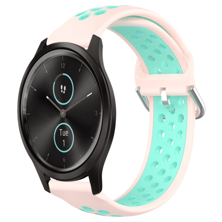 For Garmin VivoMove Style 20mm Perforated Breathable Sports Silicone Watch Band
