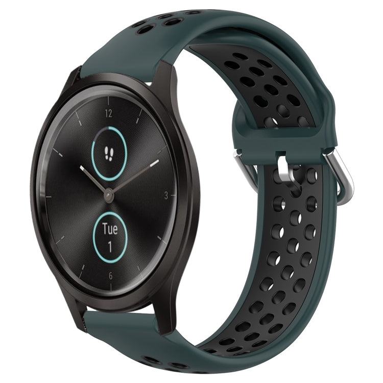 For Garmin VivoMove Style 20mm Perforated Breathable Sports Silicone Watch Band