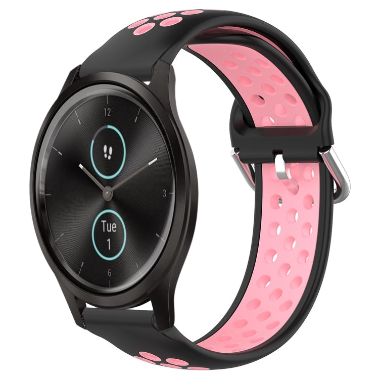 For Garmin VivoMove Style 20mm Perforated Breathable Sports Silicone Watch Band