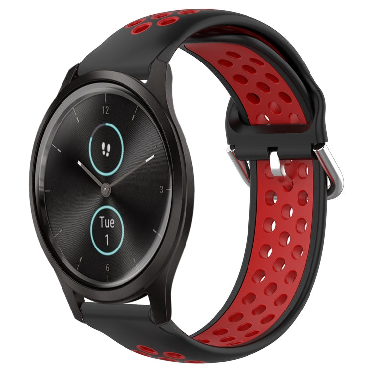 For Garmin VivoMove Style 20mm Perforated Breathable Sports Silicone Watch Band