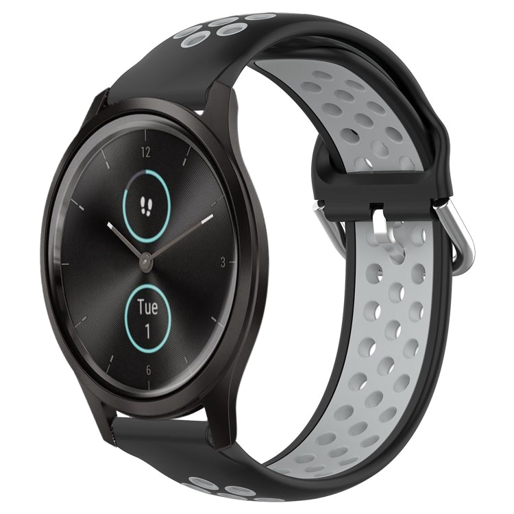 For Garmin VivoMove Style 20mm Perforated Breathable Sports Silicone Watch Band