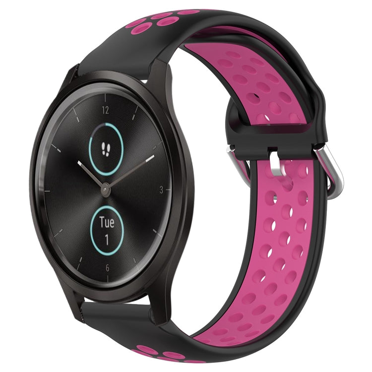 For Garmin VivoMove Style 20mm Perforated Breathable Sports Silicone Watch Band