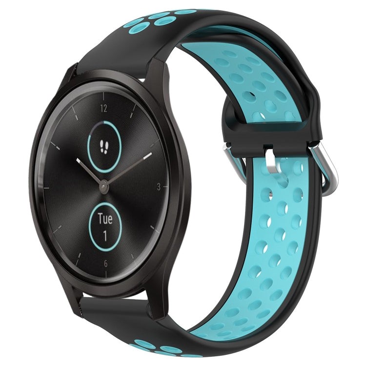 For Garmin VivoMove Style 20mm Perforated Breathable Sports Silicone Watch Band