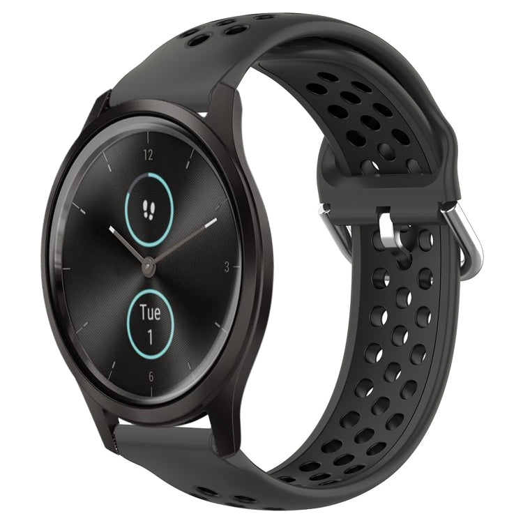 For Garmin VivoMove Style 20mm Perforated Breathable Sports Silicone Watch Band