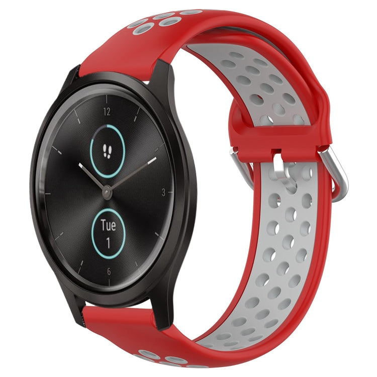 For Garmin VivoMove Style 20mm Perforated Breathable Sports Silicone Watch Band