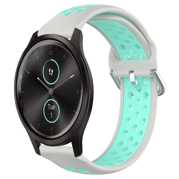 For Garmin VivoMove Style 20mm Perforated Breathable Sports Silicone Watch Band