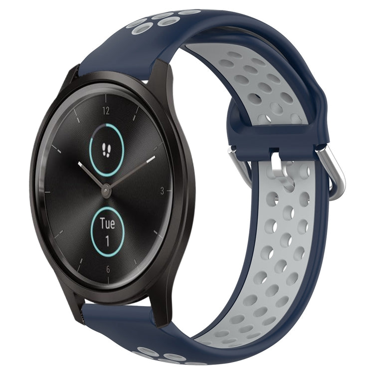 For Garmin VivoMove Style 20mm Perforated Breathable Sports Silicone Watch Band