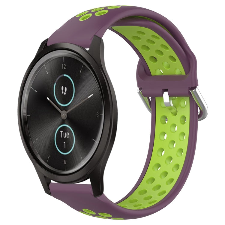 For Garmin VivoMove Style 20mm Perforated Breathable Sports Silicone Watch Band