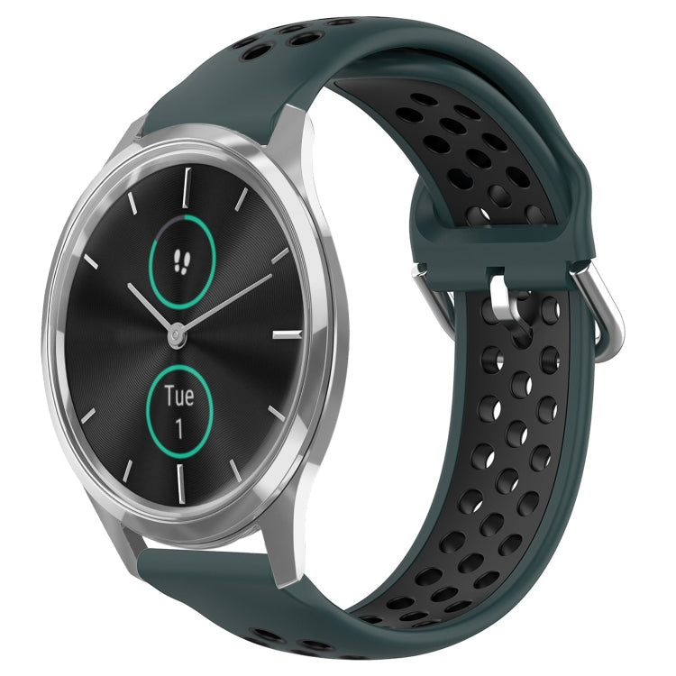 For Garmin VivoMove Luxe 20mm Perforated Breathable Sports Silicone Watch Band