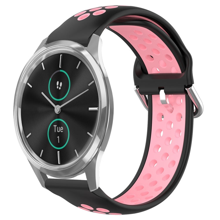 For Garmin VivoMove Luxe 20mm Perforated Breathable Sports Silicone Watch Band
