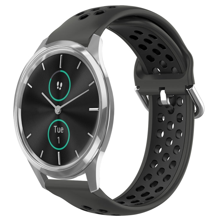 For Garmin VivoMove Luxe 20mm Perforated Breathable Sports Silicone Watch Band