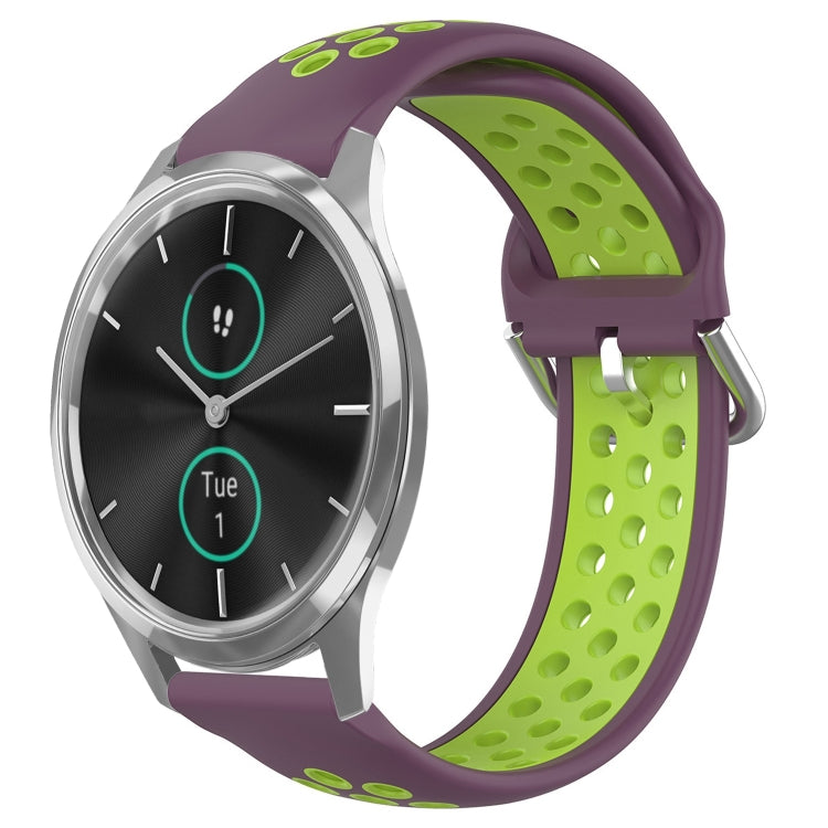 For Garmin VivoMove Luxe 20mm Perforated Breathable Sports Silicone Watch Band