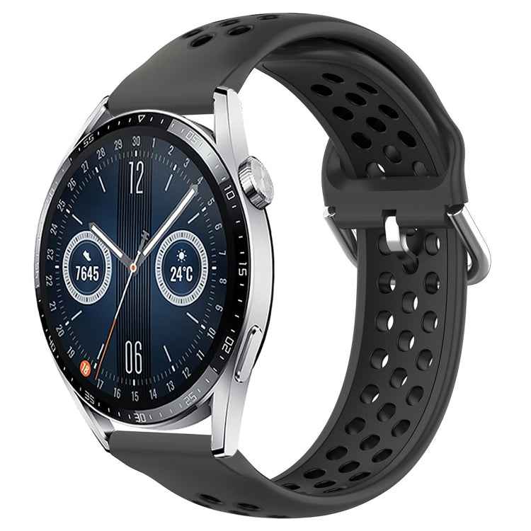 For Huawei Watch GT3 46mm 22mm Perforated Breathable Sports Silicone Watch Band