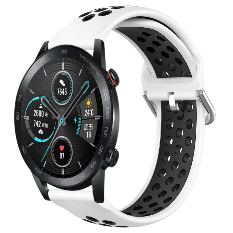 For Honor Magic Watch 2 46mm 22mm Perforated Breathable Sports Silicone Watch Band