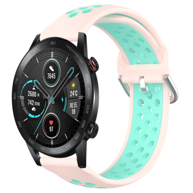 For Honor Magic Watch 2 46mm 22mm Perforated Breathable Sports Silicone Watch Band