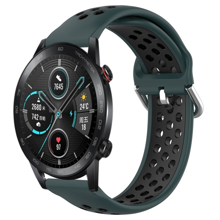 For Honor Magic Watch 2 46mm 22mm Perforated Breathable Sports Silicone Watch Band