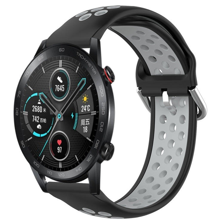 For Honor Magic Watch 2 46mm 22mm Perforated Breathable Sports Silicone Watch Band