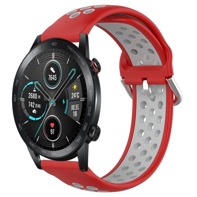 For Honor Magic Watch 2 46mm 22mm Perforated Breathable Sports Silicone Watch Band