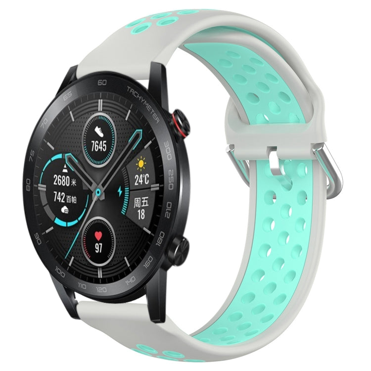 For Honor Magic Watch 2 46mm 22mm Perforated Breathable Sports Silicone Watch Band