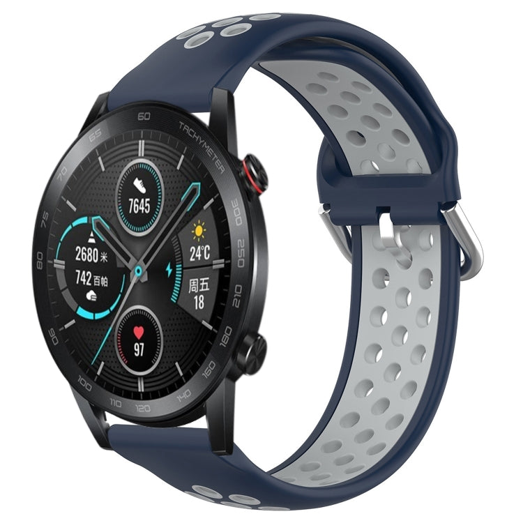 For Honor Magic Watch 2 46mm 22mm Perforated Breathable Sports Silicone Watch Band