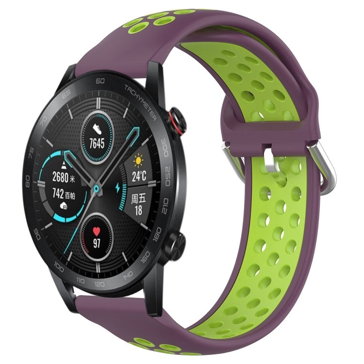 For Honor Magic Watch 2 46mm 22mm Perforated Breathable Sports Silicone Watch Band