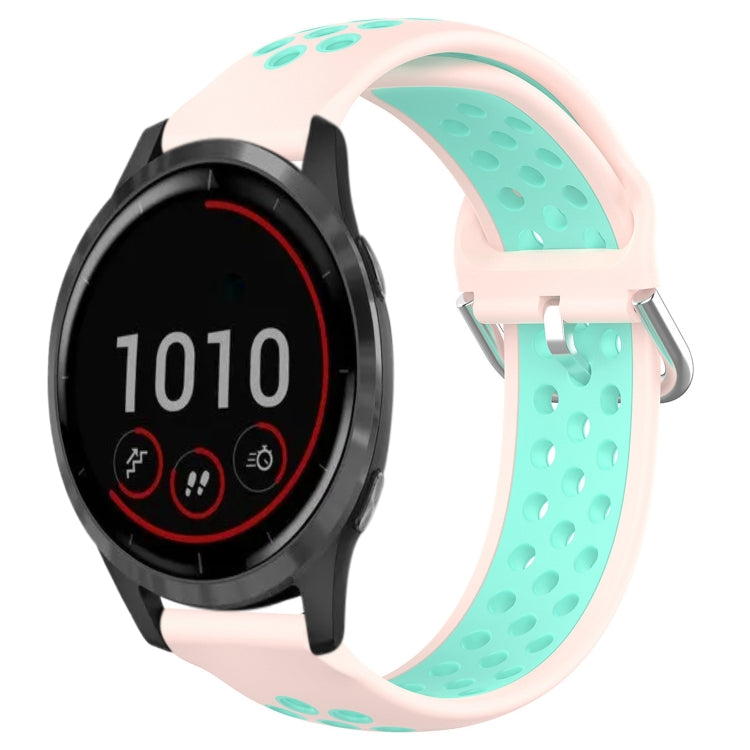 For Garmin Vivoactive4 22mm Perforated Breathable Sports Silicone Watch Band