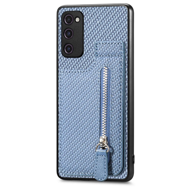 For Samsung Galaxy S20 FE Carbon Fiber Vertical Flip Zipper Wallet Phone Case