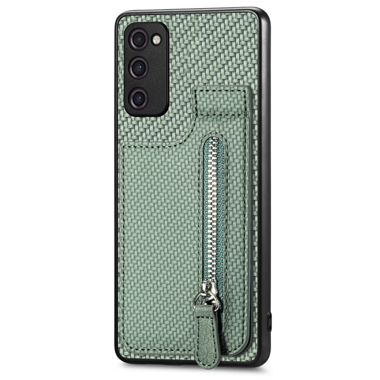 For Samsung Galaxy S20 FE Carbon Fiber Vertical Flip Zipper Wallet Phone Case