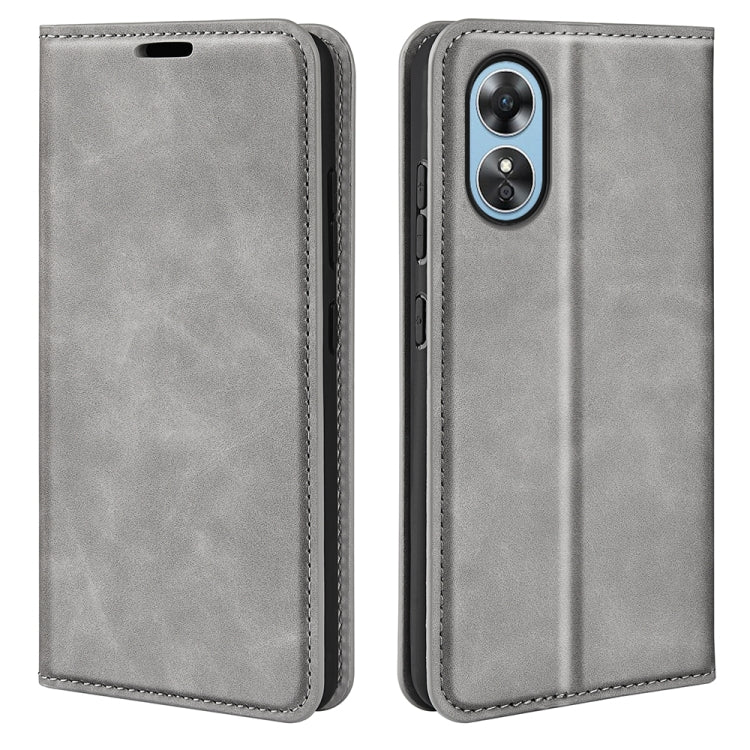 For OPPO A17 Retro-skin Magnetic Suction Leather Phone Case