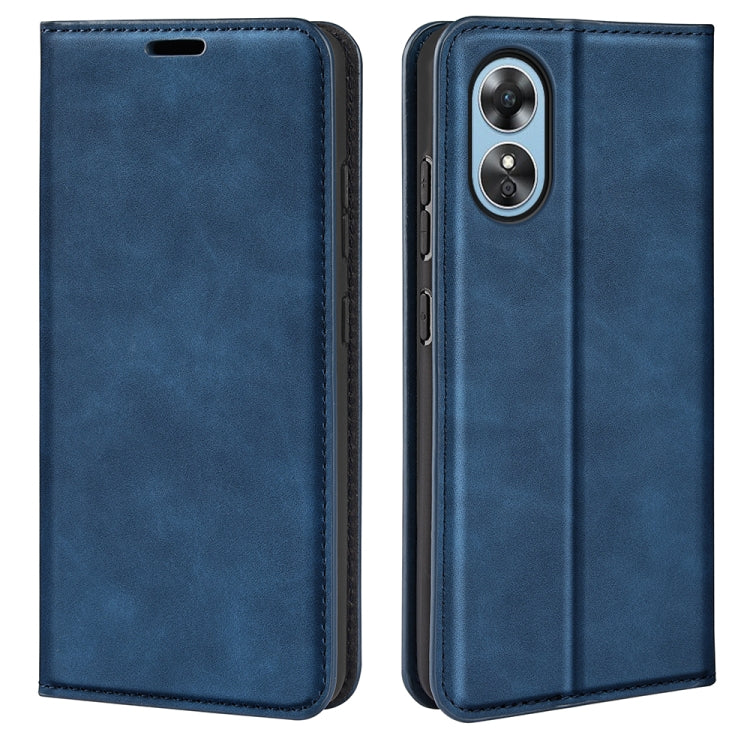 For OPPO A17 Retro-skin Magnetic Suction Leather Phone Case