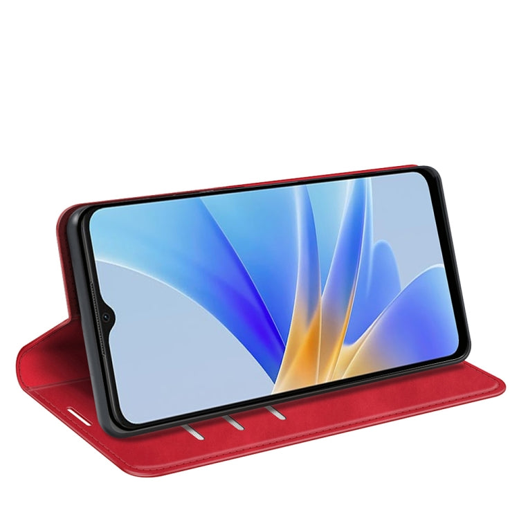 For OPPO A17 Retro-skin Magnetic Suction Leather Phone Case