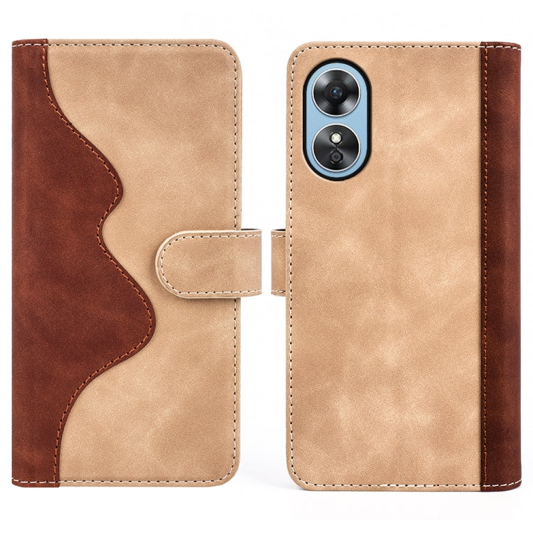 For OPPO A17 Stitching Horizontal Flip Leather Phone Case