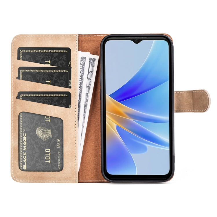 For OPPO A17 Stitching Horizontal Flip Leather Phone Case