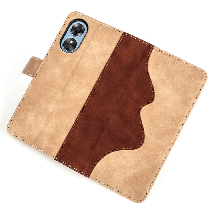 For OPPO A17 Stitching Horizontal Flip Leather Phone Case