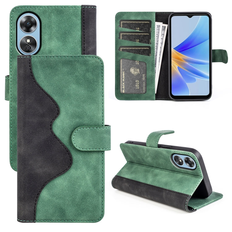For OPPO A17 Stitching Horizontal Flip Leather Phone Case